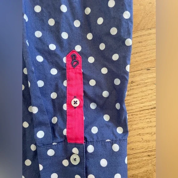 Boden Blue Polka Dot Button Down Shirt - Picture 2 of 5